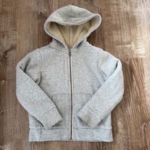 Old Navy Little kids youth grey zip up hoodie fleece lining Size 6/7